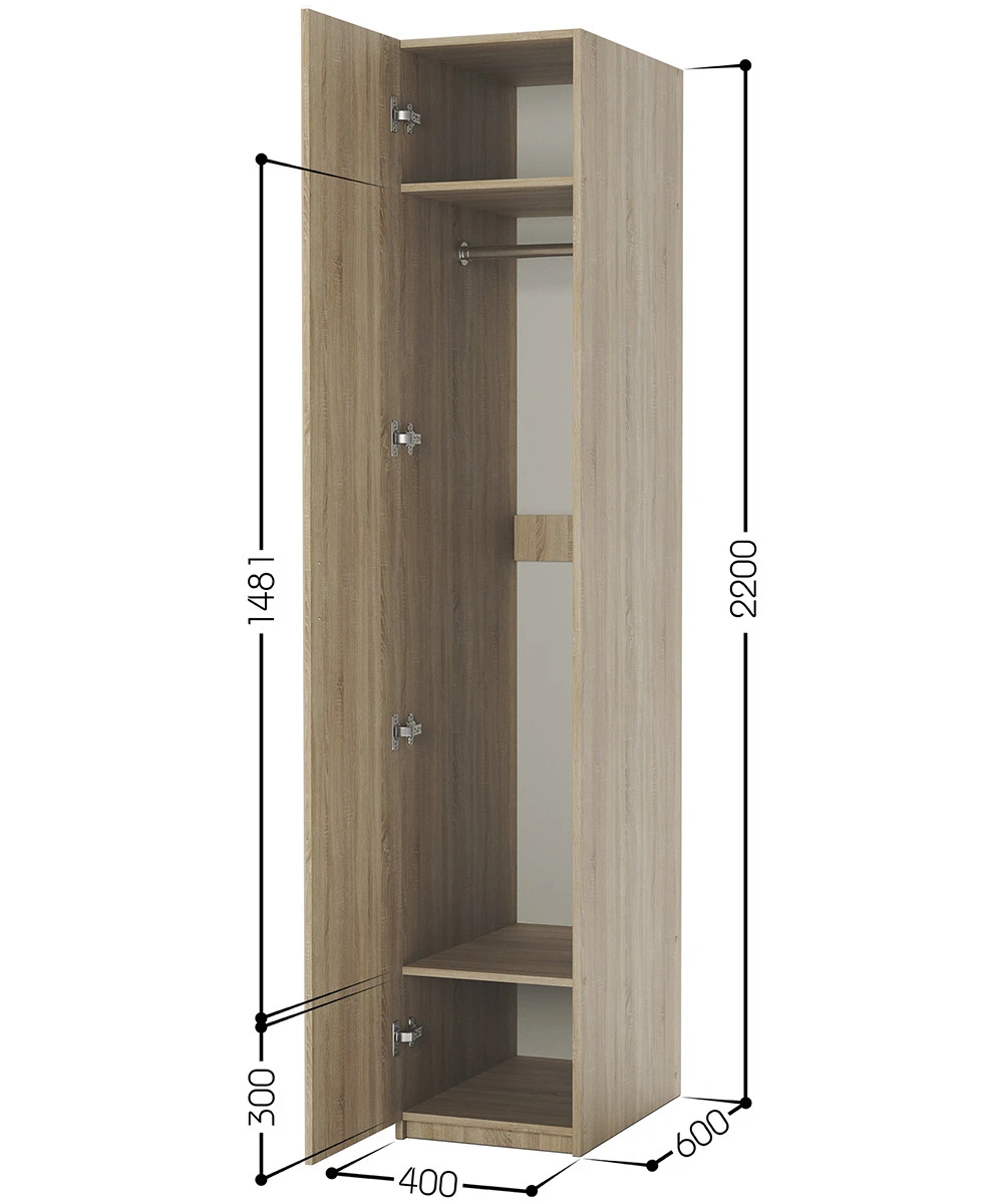 Шкаф для одежды ДО-1 40х60 Дуб Сонома
